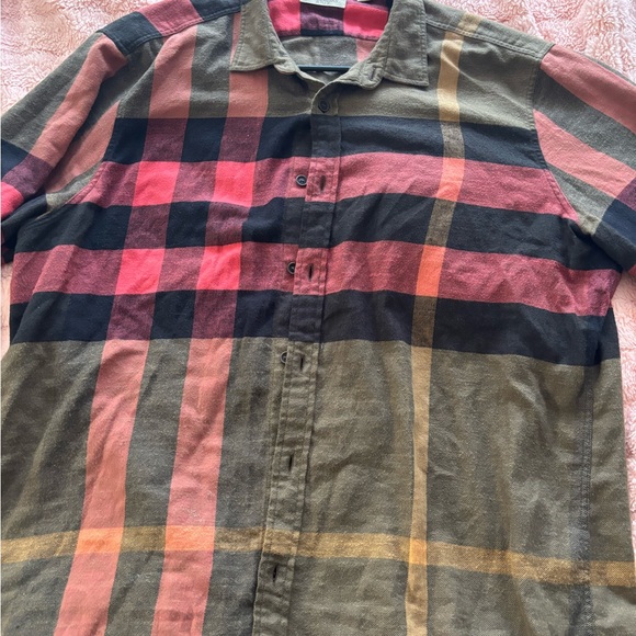 Burberry Men's Plaid Shirt in Red, Black, and Tan - Picture 1 of 7